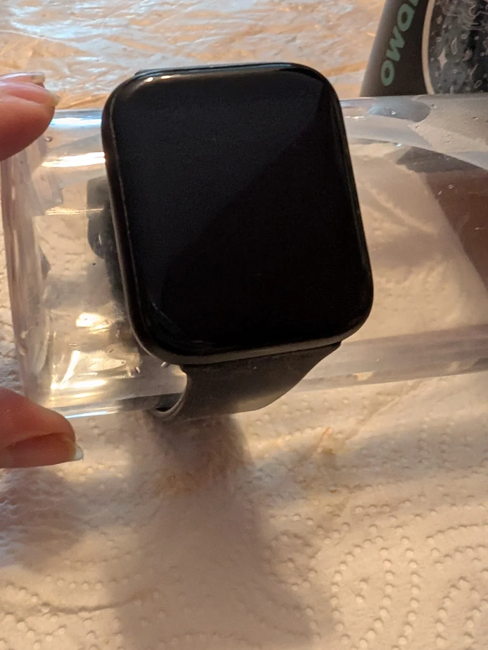 Black Smartwatch with Silicone Band — Unbranded